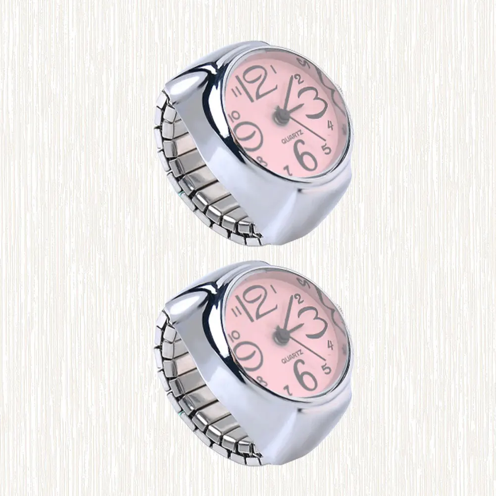 2 قطعة ساعات الزوجين عدد كبير عرض كوارتز صغير للنساء هدية فريدة من نوعها ساعة خاتم للنساء ساعة حلقة صغيرة #2