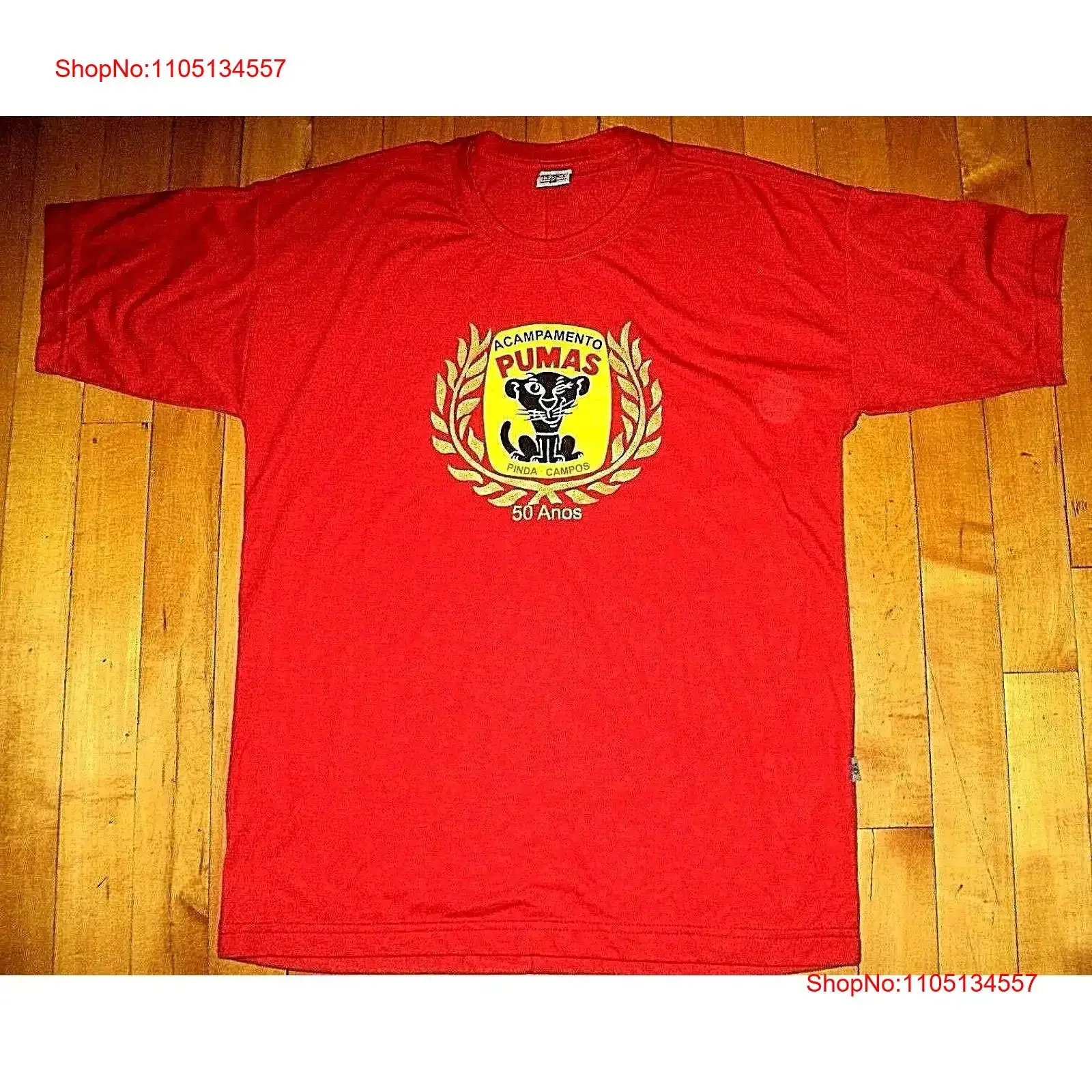 ACAMPAMENTO PUMAS Brasil 50 aniversario nueva camiseta roja Original tamaño grande vintage lavado ligeramente Top para uso diario