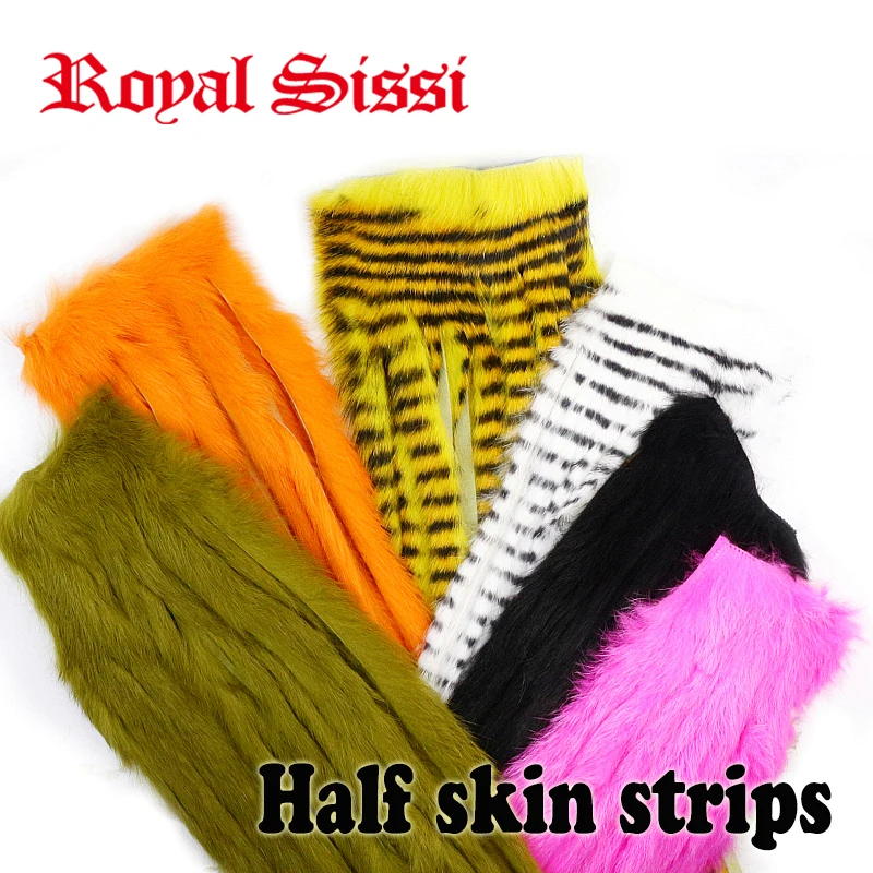 4packs half skin rabbit zonker strips solid colors/barred colors rabbit strips zonker bunny leech streamer fly tying materials