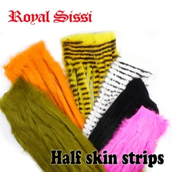 4 Packs Half Skin Rabbit Zonker Strips Solid Colors/Barred Colors Rabbit Strips Zonker Bunny Leech Streamer Fly Tying Materials