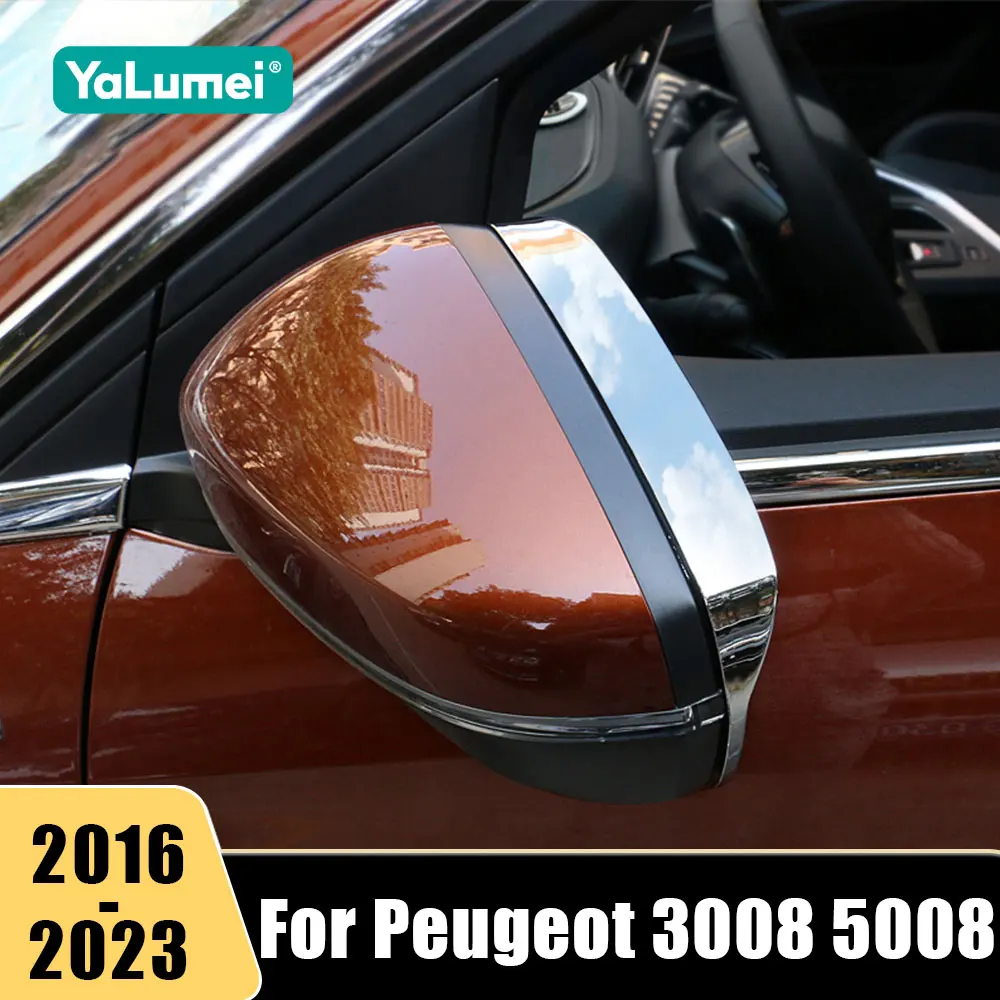 

For Peugeot 3008 5008 GT 2016-2020 2021 2022 2023 Car Rearview Mirror Eyebrow Rainproof Rain Protector Trims Cover Accessories