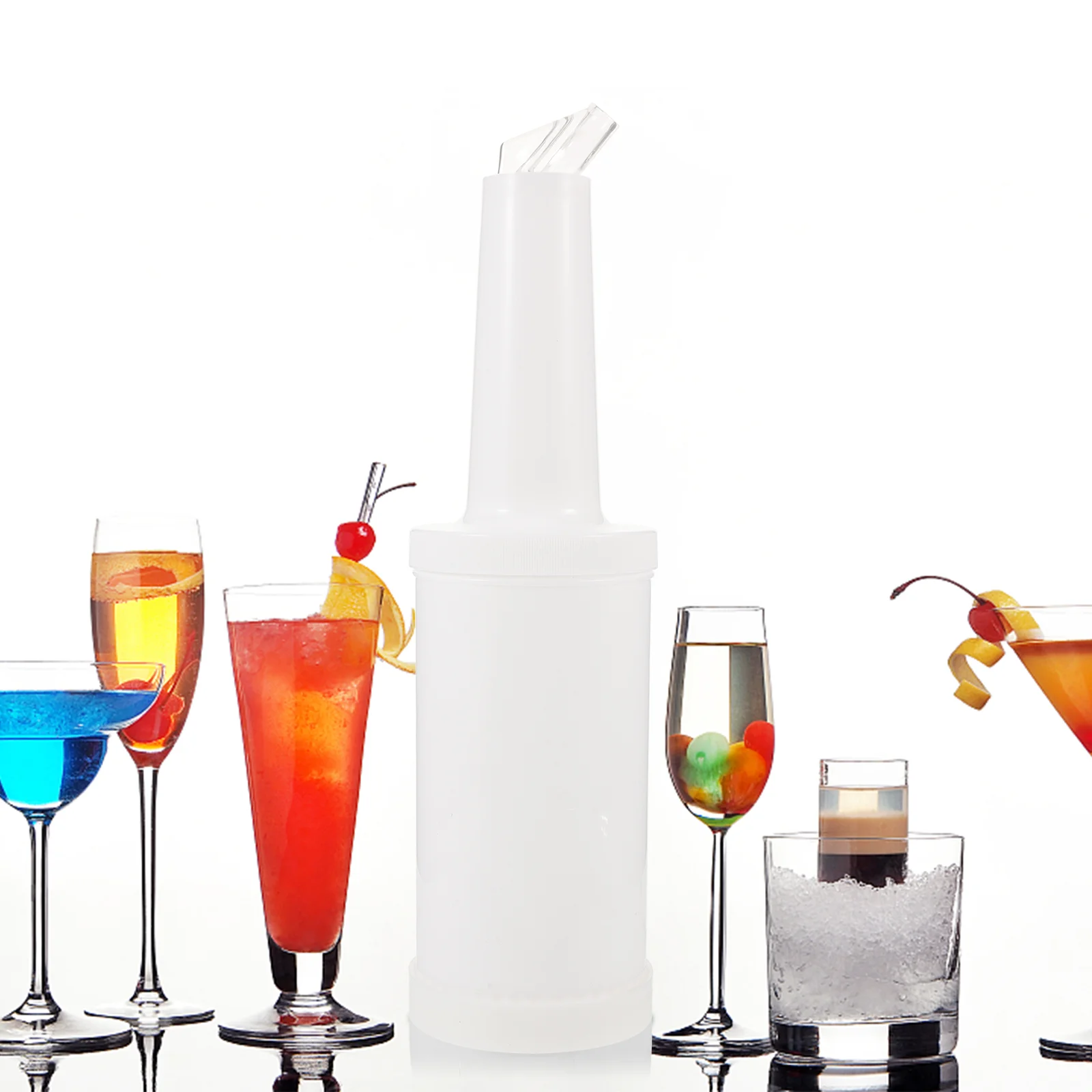 

6pcs 1L Fruit Juice Bar Pour Bottles Plastic Juice Jug Bartender Juice Bottle