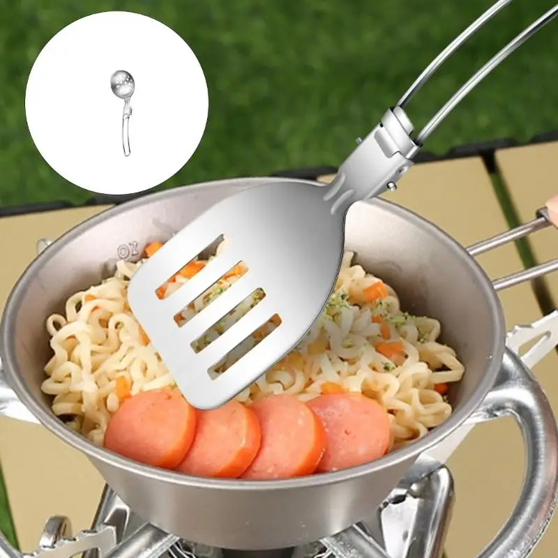 Transportable Collapsing Outdoor Cooking Utensils 4 Part Untarnished Set For Camping Hiking Travel Easy Storage Not Slip
