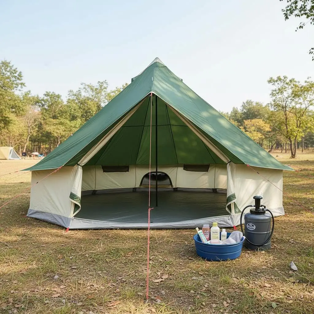 Tienda de campaña familiar tipo tipi para 6 personas, impermeable, verde, poliéster 185T, ligera y portátil con puerto E, 1 habitación, 1 puerta
