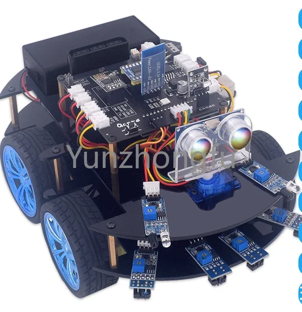 Kit Robot de Voiture Intelligent Basé sur le Suivi Ardu37, Évitement d'Obstacles, Bluetooth, Télécommande Électrique, Projet Saichuangke