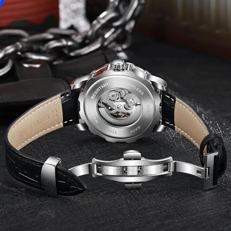 2025 watch men's fully automatic hollow waterproof worm mechanical watch