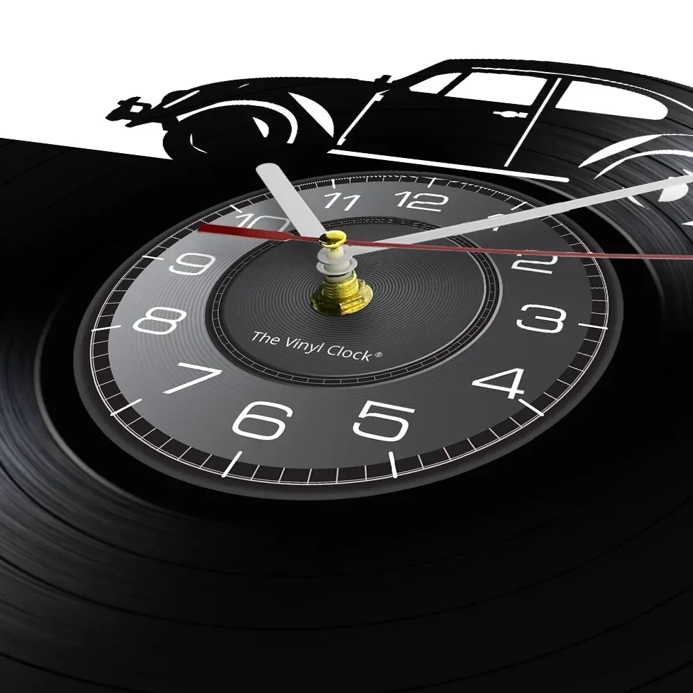 Vintage Car Vinyl Record Wall Clock LED Hanging Lamp Home Decorative Wall Watch Automotive Vehicle LED Light Gift for Car Lover