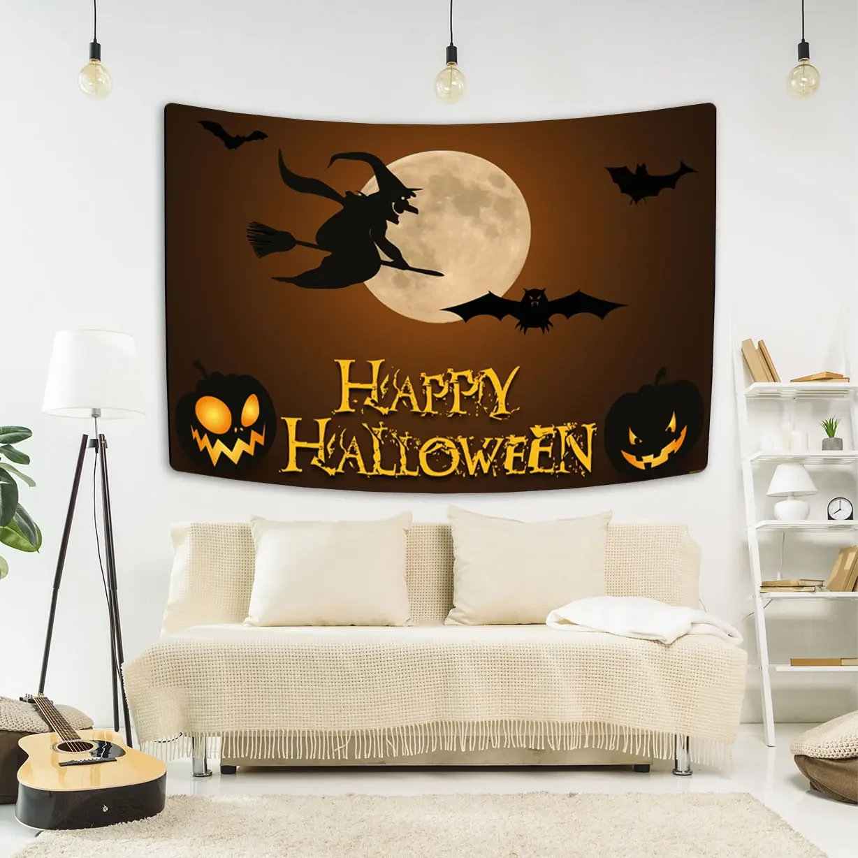 

Гобелен «Счастливый Хэллоуин» с принтом летучей мыши и тыквы, настенный гобелен для вечеринки, ткань для дома, гостиной, спальни, декор в общежитии