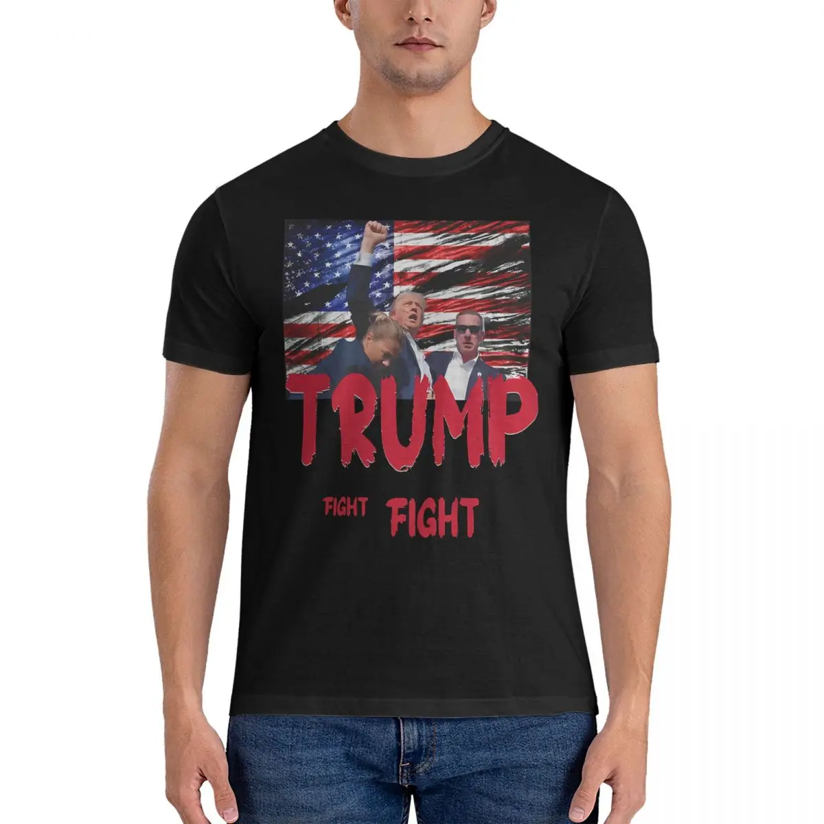 

Men T-Shirt Donald Trump Fight Unique Cotton Tee Shirt Short Sleeve Donald Trump T Shirts O Neck Clothing Summer