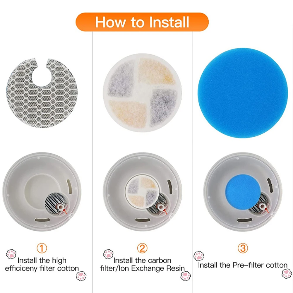 Pet Water Dispenser Filter Element Cats Water Ion Resin Filter Cotton Pet Fountain Filters Replacement Cotton Filter Drinker