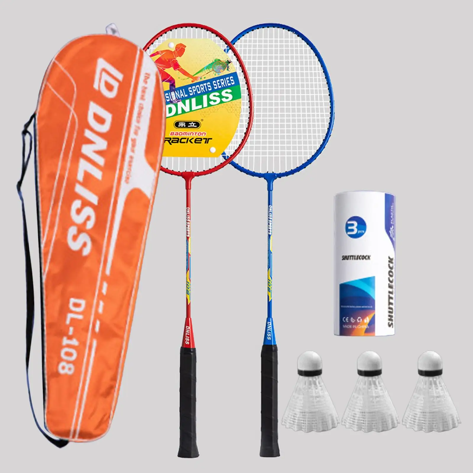 Professional Badminton Rackets Set 2Pcs Badminton Racket 2 Player Lightweight Durable Badminton Racquet Set with Storage Bag