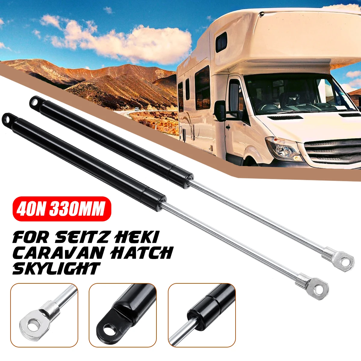 1 Pair 40N 330MM Gas Spring Support Struts For Seitz Heki Caravan Hatch Skylight