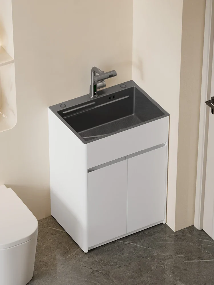 Bathroom Cabinet Deepened Stainless Steel Wash Basin Cabinet Combination Wash Basin Cabinet Small Unit Wash Table