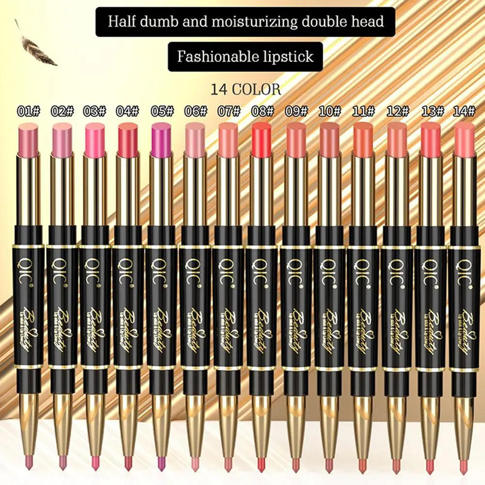 Delineador de labios 2 en 1, lápiz labial mate, maquillaje impermeable de larga duración para labios y ojos, Cosméticos de belleza, maquillaje N6V1