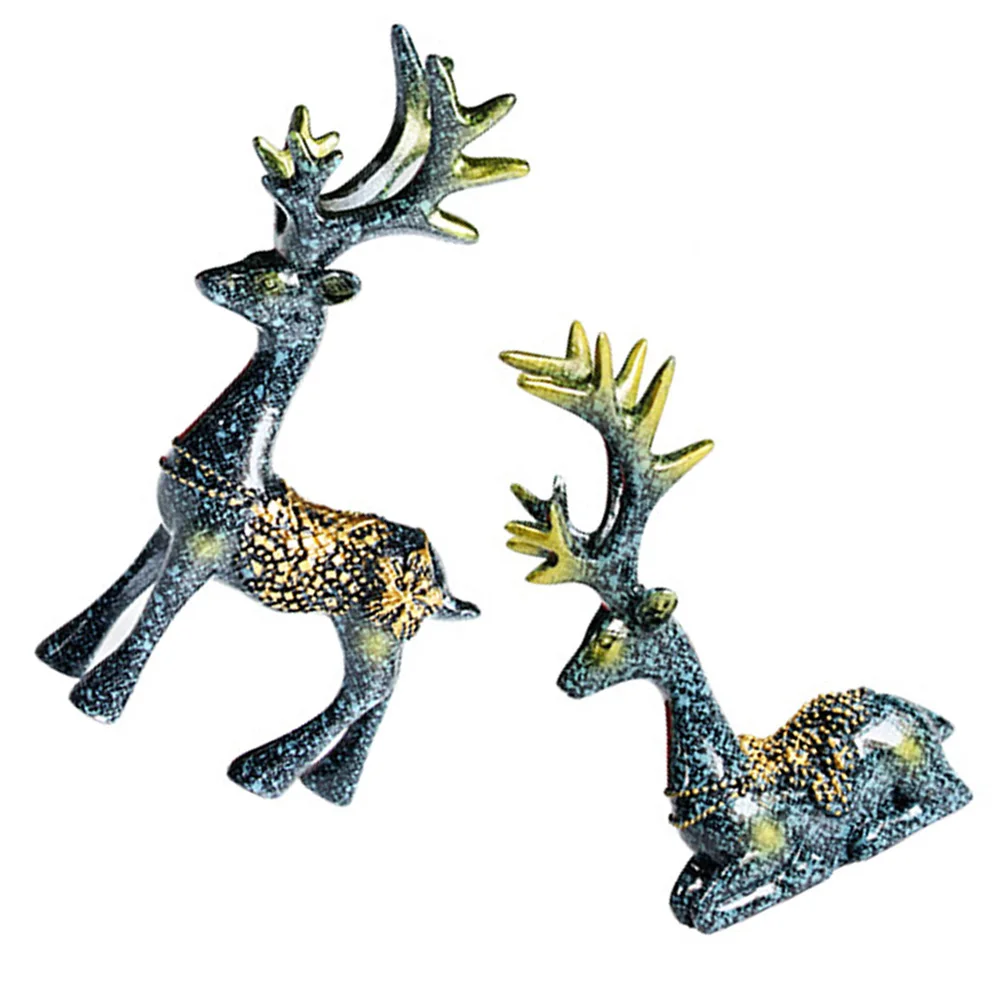 1 زوج الديكور الراتنج الأيائل مكتب منزلي زخرفة عيد الميلاد هدية الزخرفية الحرفية الدائمة تمثال غرفة المعيشة شرفة #1