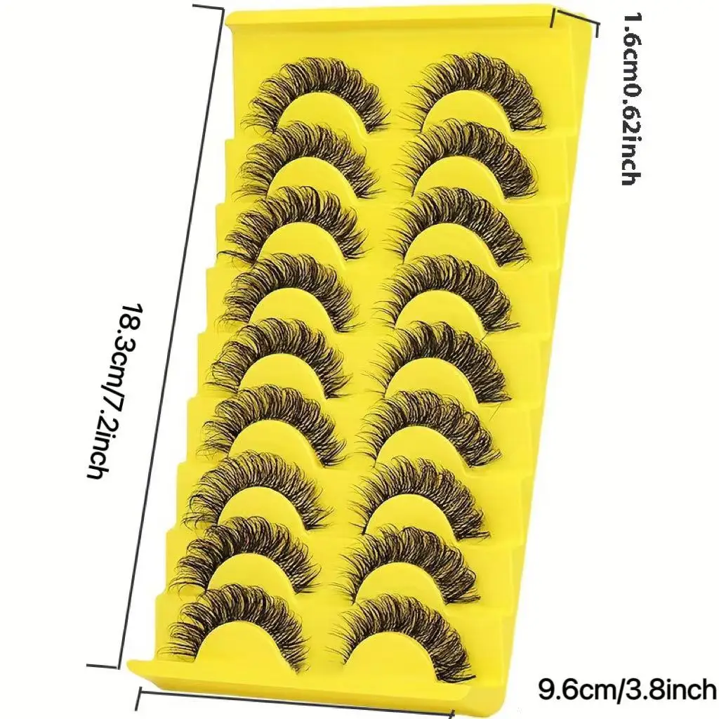 8D volle falsche Wimpern -10 Paar, weich, flauschig, lockig, wiederverwendbar, natürlich verlängert, zeigt einen modischen Stil