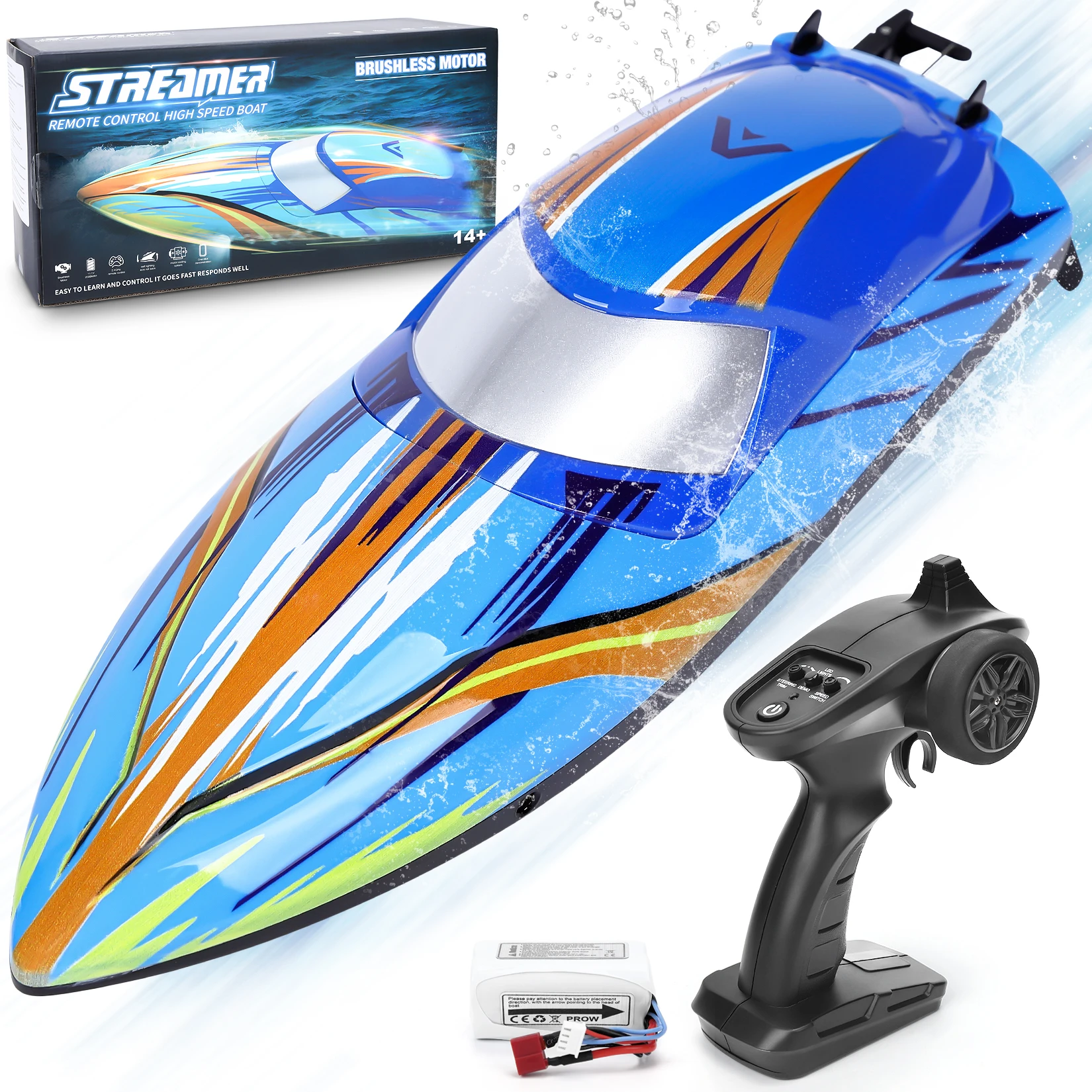 RC Boat, Remote Control Boat for Pools and Lakes, 2.4GHz Racing RC Boats for Adults and Kids, Top Speed