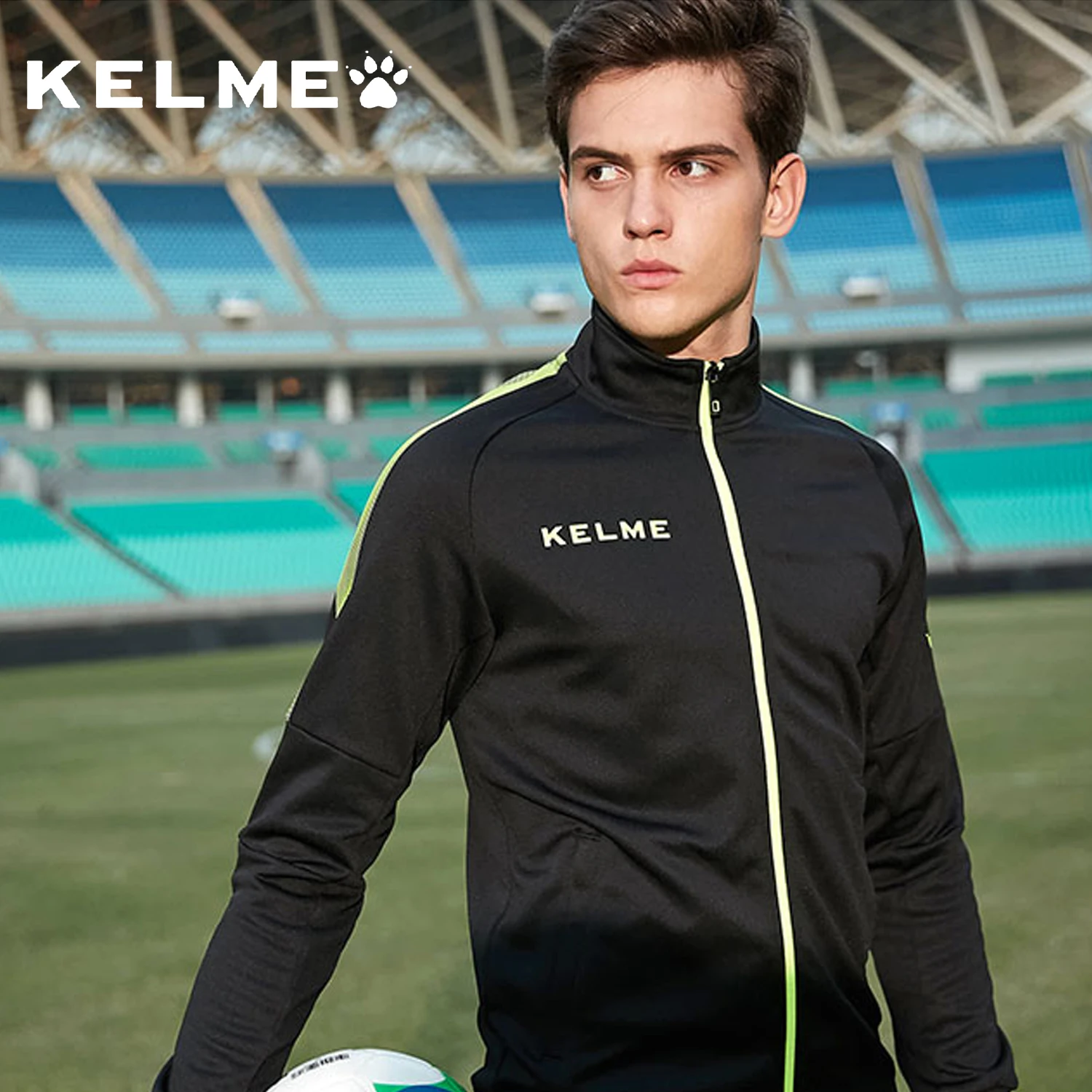 KELME Men\'s Football Uniform Soccer Training Suit Zipper Windproof Jacket Jogging Fitness Wear Women Sportswear Training Jacket