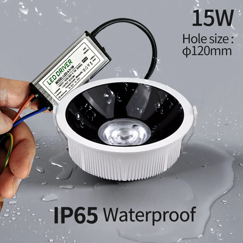 Wodoodporna oprawa typu downlight IP65LED 15W odporna na wilgoć i mgłę kuchnia łazienka toaleta reflektory zewnętrzne reflektory okapowe