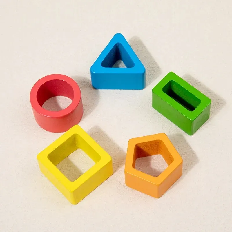 Montessori Holz Sortierung Stapelspielzeug für Kleinkinder Pädagogische Form Farbsortierer Geometrisches Puzzle Kinder Frühes Lerngeschenke