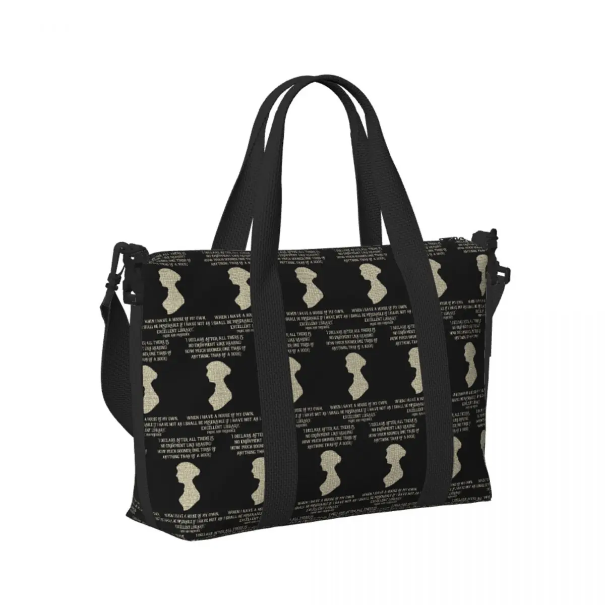

Custom Jane Austen Book Quote Pride And Prejudice Beach Travel Bag Tote Bags for Gym Yoga Women Shopping Duffle Shoulder Bag
