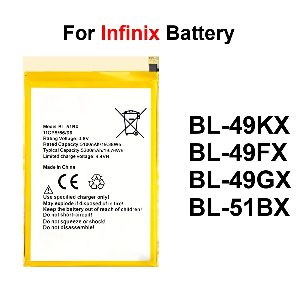 

Battery BL-51BX BL-49KX BL-49GX For Infinix X690 X692 7 Note 12I 12PRO 10 11 12 Hot 11S 8 X683 9 Pro 5G Lite