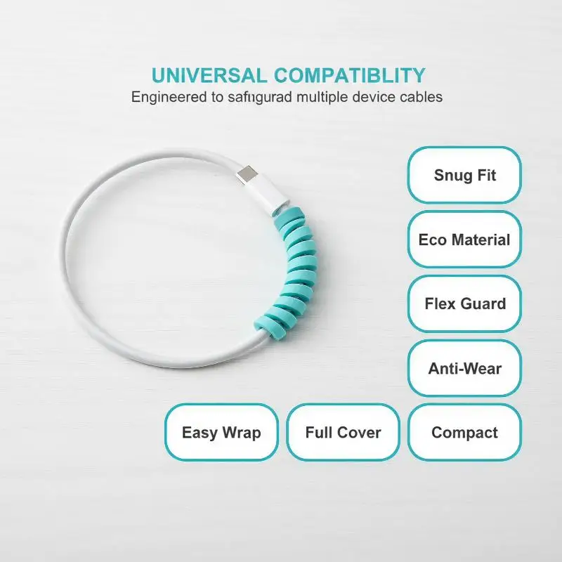 Reusable Silicone Cable Protector Portable Charging  Cover for Student Dorm Use Phone USB Data Cables