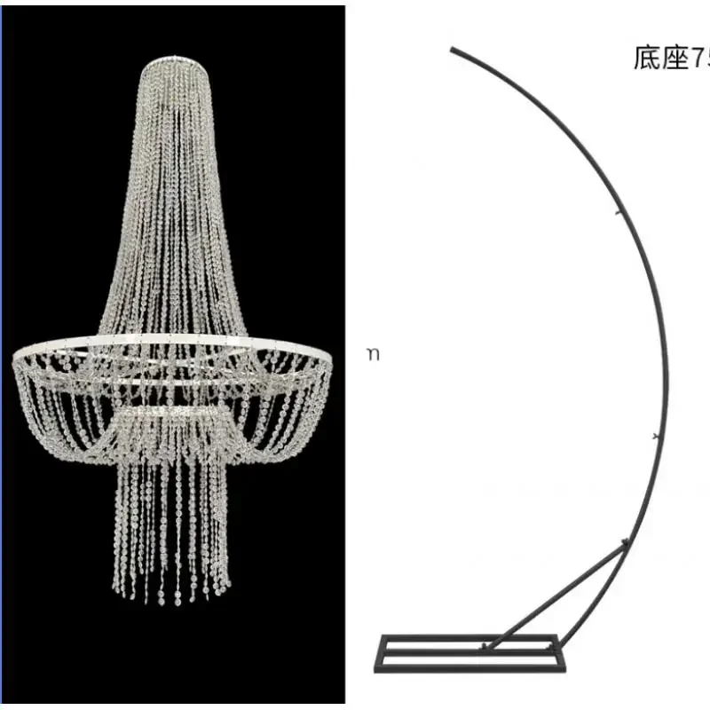 2.8M Large Flower Arch Acrylic Bead String 4Pcs Hanging Ceiling Pendant Chandelier Wedding Stage Background Party Event Decor