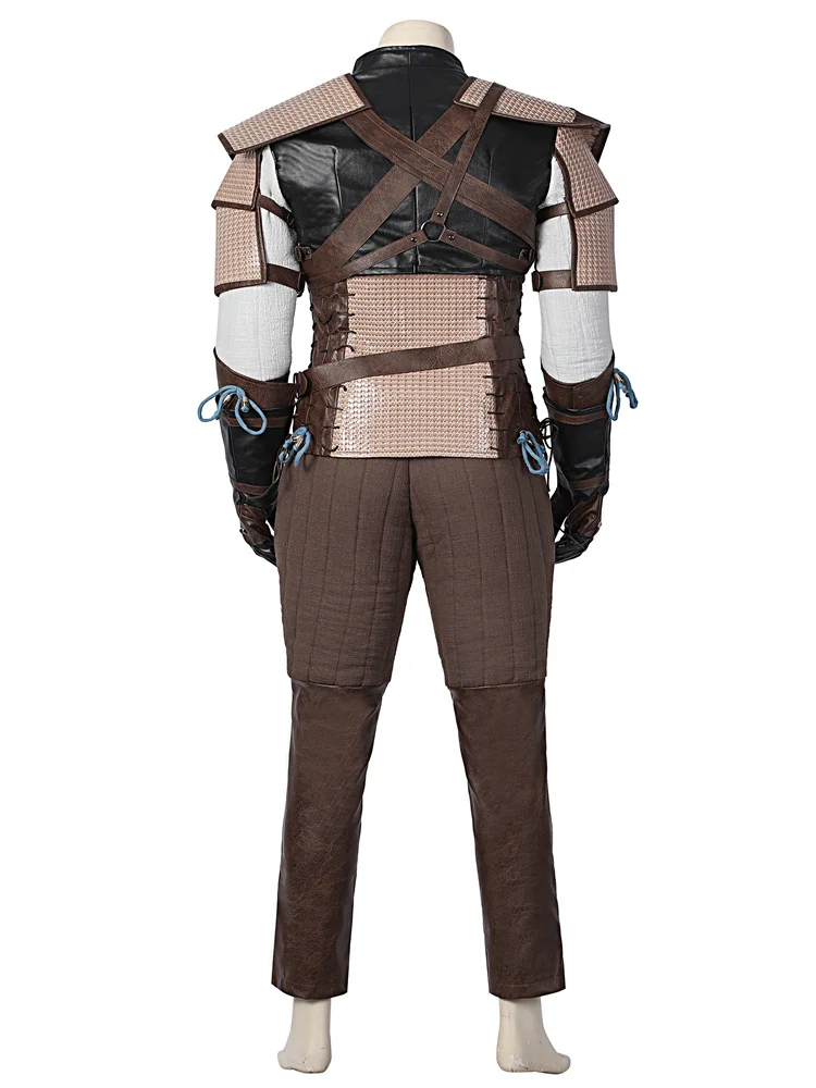 Game  Geralt Of Rivia Cosplay Costume  Leather Men Uniform Coat Top Pants Outfit Halloween Carnival Suit