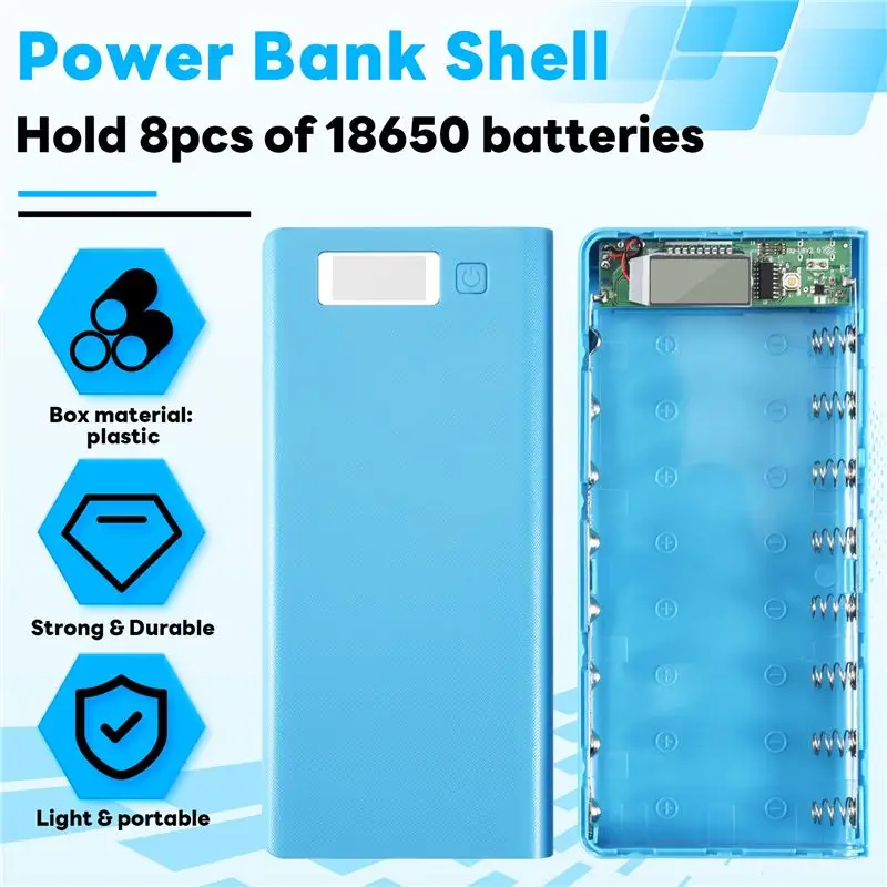Efficient DIY 8X18650 Portable Battery Power Bank Shell Case Box LCD Display Dual USB Power Bank Box KIT Power Bank 18650(No Bat