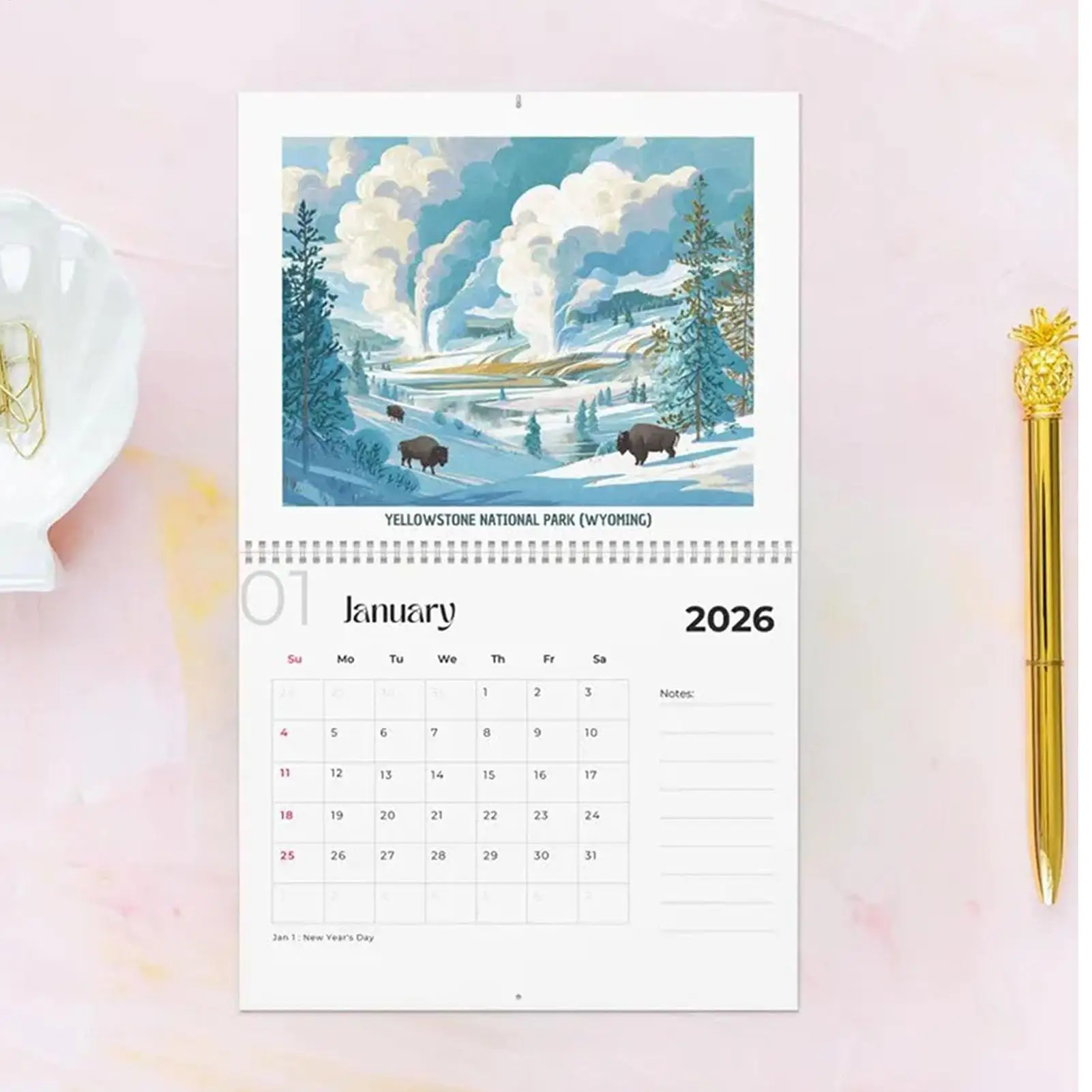 ปฏิทินรายเดือนปี 2026 สวนสาธารณะแห่งชาติ การวางแผนปฏิทินติดผนัง 12 เดือน การถ่ายภาพที่น่าทึ่ง คอลเลกชันคนรักธรรมชาติสำหรับ