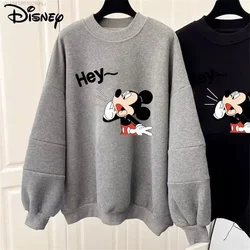 Disney Mickey Mouse Hoodie Youthful Woman Clothes 90s Trendy Thin Thick Oversize Hoodie 2000s Black Hip Hop Streetwear Y2k Girls