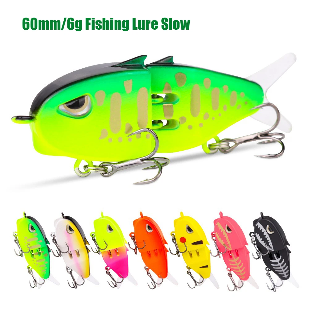1PCS 60mm/6g Angeln Locken Langsam Sinkende Swimbait Realistische Jointed Jig Köder 3D Augen Doppel Haken für Bass Predator Angeln