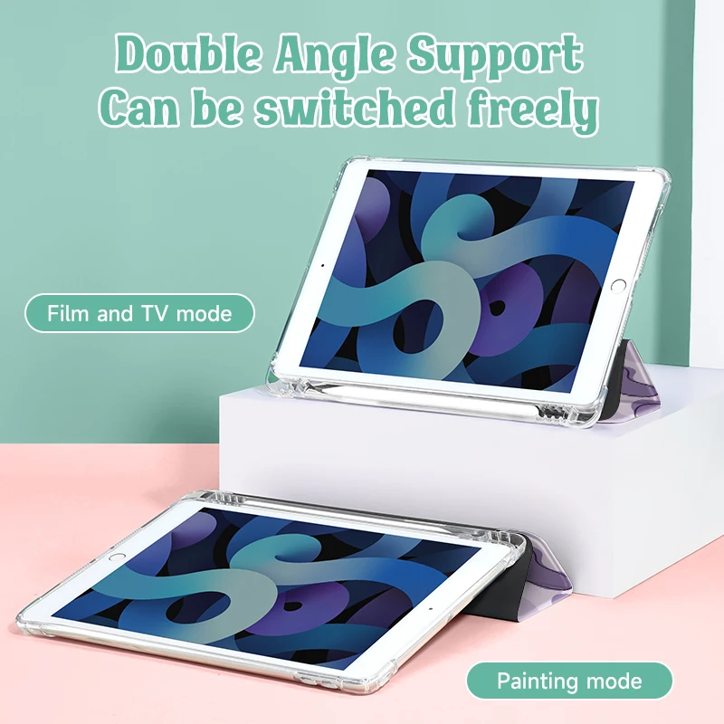 Purple block Case Compatible With iPad iPad 9.7-Inch (6th/5th Generation, 2018/2017)Mini4/5 ,Air4/5 10.9in,With Pen Holder