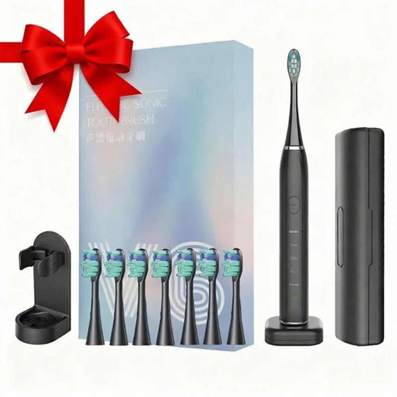 

Electric Toothbrush for Adults, Soft Bristles, 5 Cleaning Modes, USB Rechargeable, with 4/8 Replacement Heads