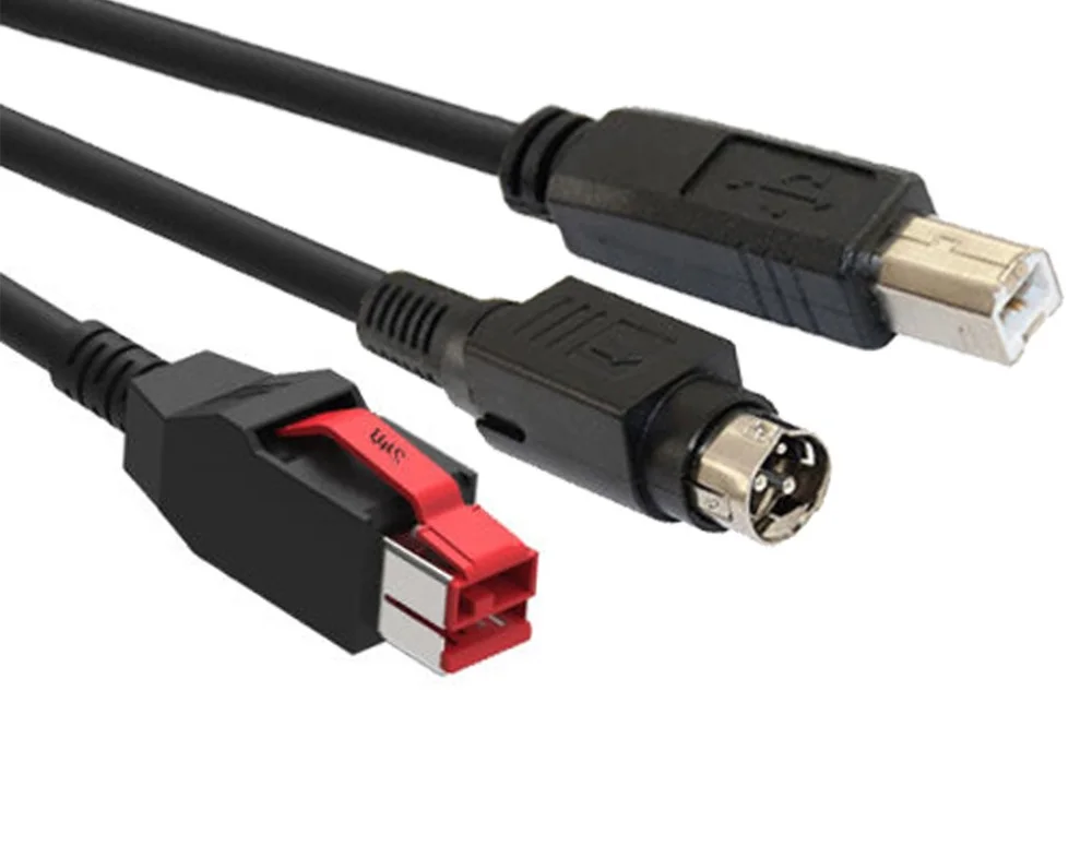 

Кабель USB-USB 3-контактный с питанием 24В, разъем DIN, для принтера, кассового аппарата, 1м