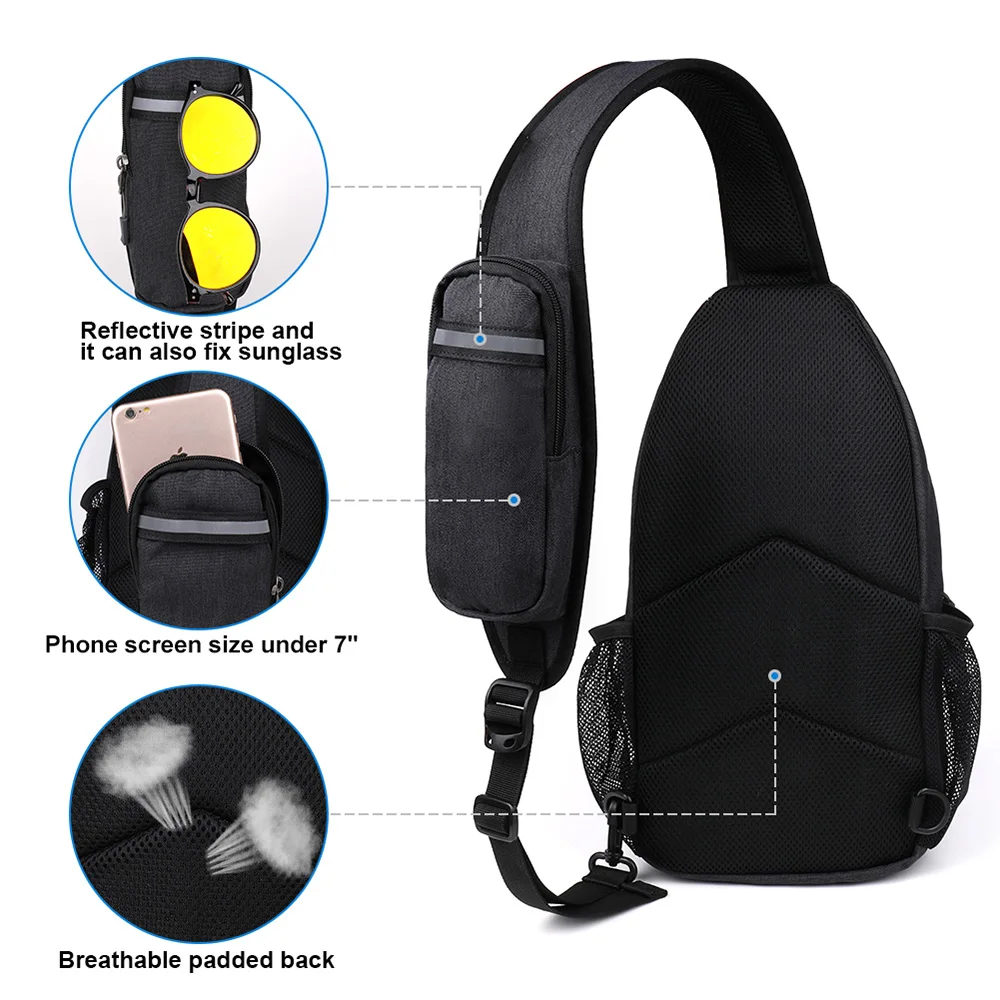 WATERFLY Sling Bag Shoulder Crossbody Sling Backpack For Travel Hiking Chest Bag Daypack