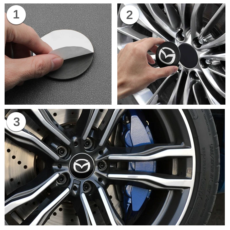 4pcs 56mm Car Badge Emblem Wheel Center Hub Caps Stickers For Mazda 3 5 6 Atenza Axela Demio CX3 CX5 MP MS RX8 CX30 Accessories