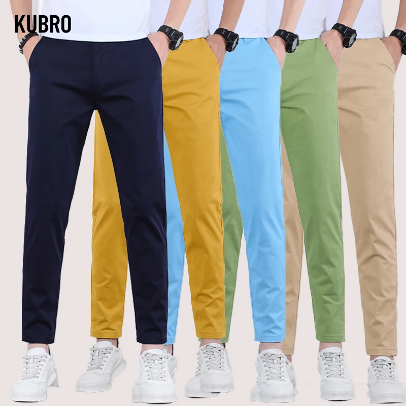 KUBRO Men's Pants Summer Casual Pant Men's Clothing High Quality Korean Street Wear Thin Pants 9 Colors Cotton pantalones hombre