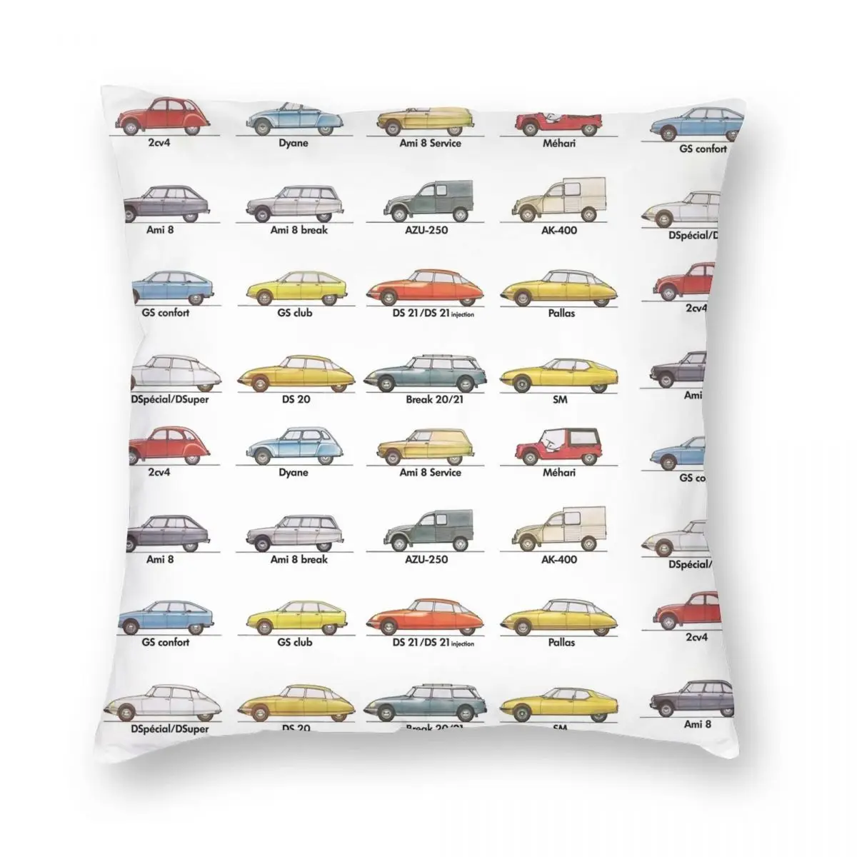 CITROEN RANGE DS 2CV Square Pillowcase Polyester Linen Velvet Printed Zip Decorative Car Cushion Cover