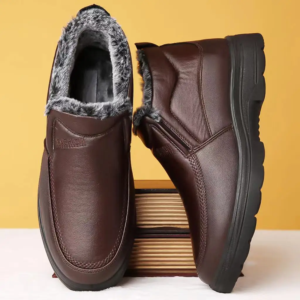 

Large Size Winter Snow Boots for Men Fleece Lined Thickened Non Slip Waterproof Insulated Design Outdoor Shoes Comfortable