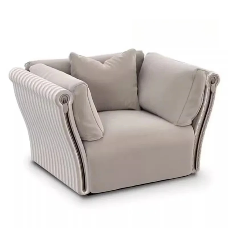 

Modern light luxury leather sofa luxury villa living room Italian simple straight row sofa