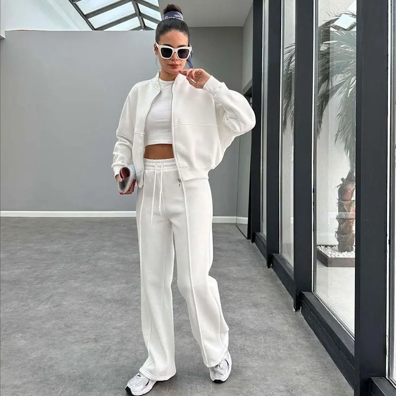 

2025 Autumn Winter Cardigan Sweatshirts Sports Women Fashion Street Long-sleeved Jacket Trousers Two-piece Set Casual Pants Suit