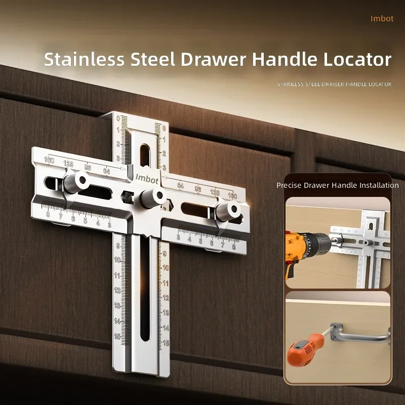 Stainless Steel Woodworking Drawer Handle Installation Positioner Precise Punching Assistant Backing Tool for Cabinet