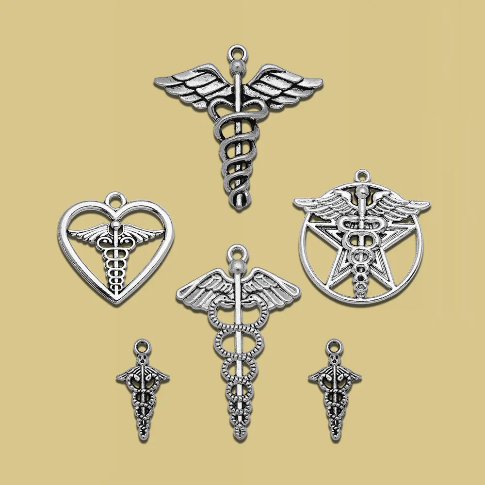 Nurse Doctor Charms Ambulance Collection Medical Caduceus Cap Stethoscope Syringe Pendants Jewelry Making.