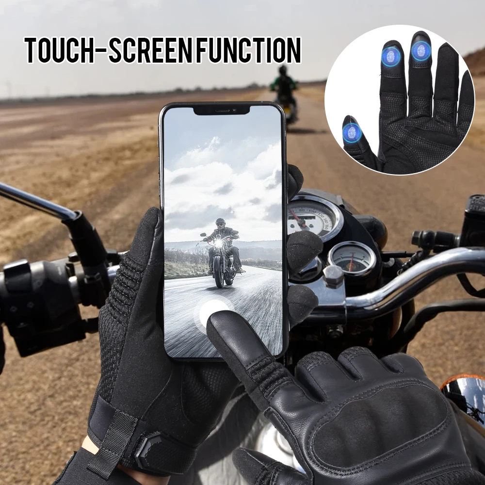 Motorcycle Full Finger Gloves TouchScreen PU Leather Motocross Moto Riding Motorbike Racing Biker Enduro Protective Gear Guantes