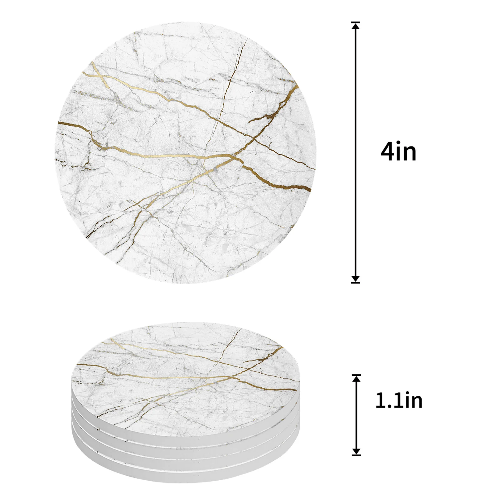 Natural Texture Marble Pattern Ceramic Coaster Set Coffee Tea Cup Coasters Kitchen Accessories Round Placemat