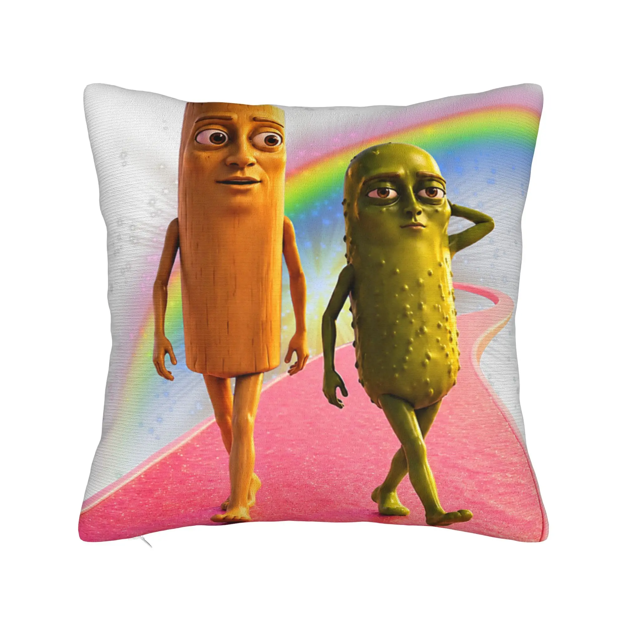 Funny Tung Tung Pickle Sahur Rainbow Walk Brainrot Meme Pillowcases Fashion Pillow Case For Chair Sofa Home Decor Pillow Cover