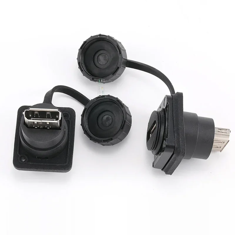 

IP67 Waterproof USB 3.0 Panel Mount Extension Cable 30cm D-Type Bulkhead Connector for PLC/Vehicle/Outdoor Equipment