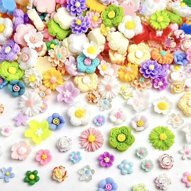 Żywica losowo mieszana Daisy Rose Nail Art Charms Dopamine Flower Series Akcesoria do zdobienia paznokci Ręcznie robiona spinka do paznokci DIY